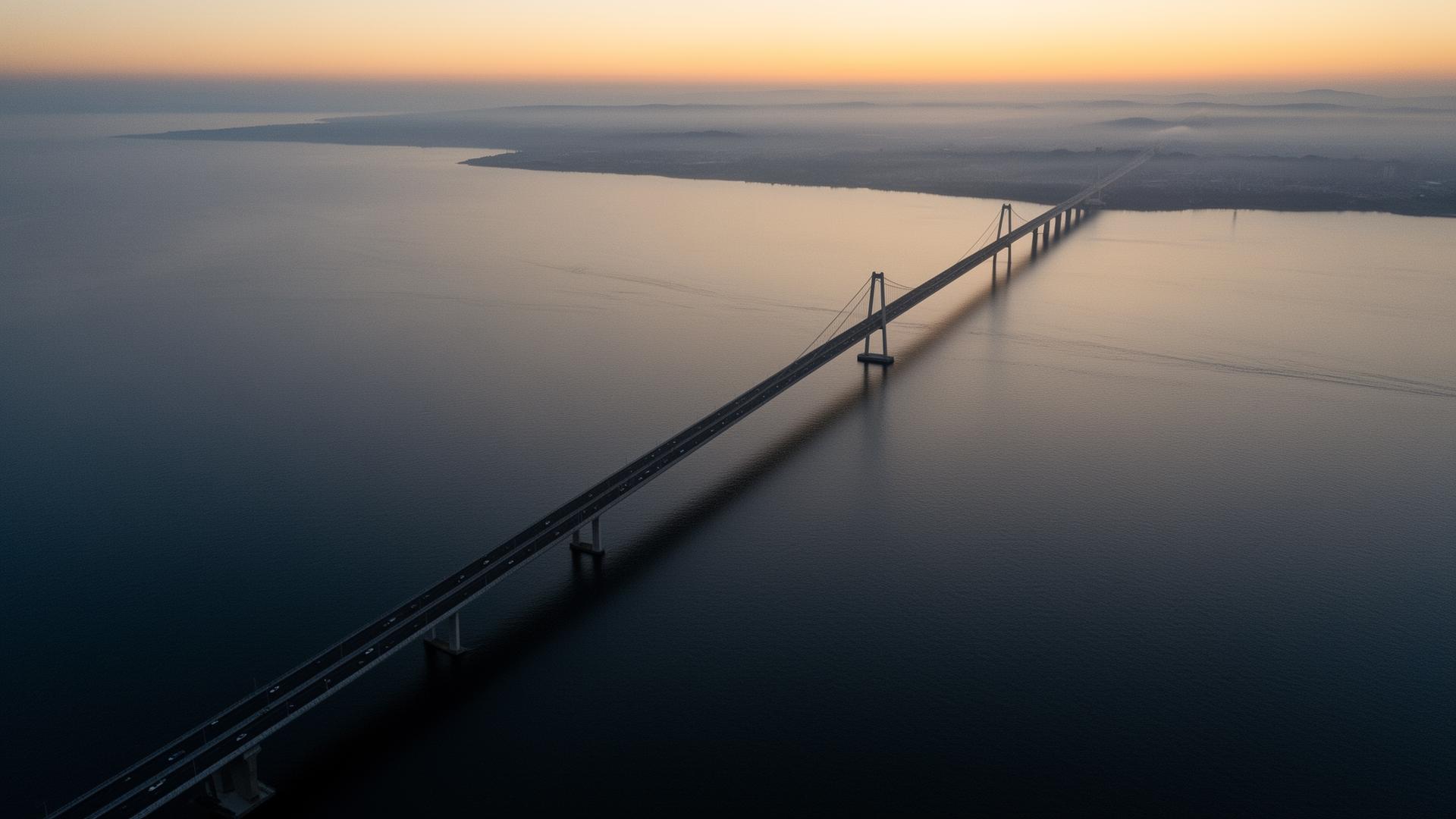 Ponte ao amanhecer, simbolizando conexão de oportunidades